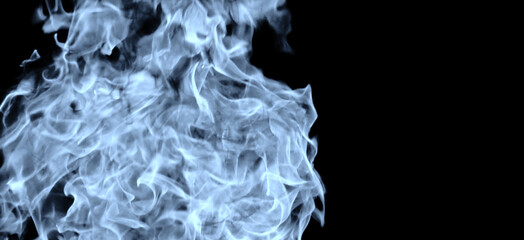 Wall Mural - panoramic view blurred blue fire on isolated background. perfect explosion effect for decoration and