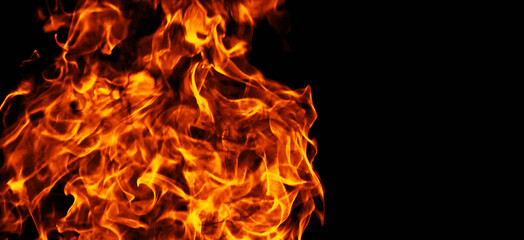 Wall Mural - panoramic view blurred fire on isolated background. perfect explosion effect for decoration and cove
