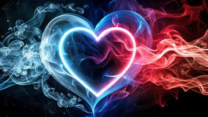 Poster - Neon Heart of Passion A Swirl of Love and Desire