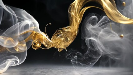Leinwandbilder - Golden and White Smoke Dance in Harmony on Dark Backdrop