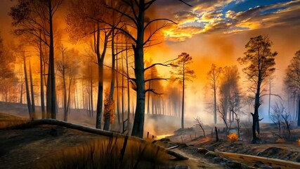 Poster - Ethereal Sunset Over a Serene Stream in a Mystical Forest