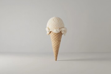 Aufkleber - A delicious vanilla ice cream cone isolated on a plain background, perfect for a sweet treat. Yummy, refreshing and aesthetically pleasing!