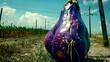 © Ernando - A colossal eggplant basking under a vibrant sky in a rural agricultural field