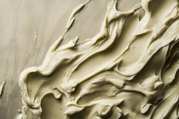 Aufkleber - Closeup of thick, swirled light green cream or paste with smooth texture and ridges, creating an abstract, flowing pattern.
