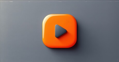 glossy orange and gray ai powered video script generator app icon with automatic text to video creat