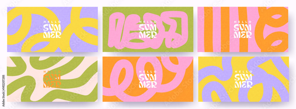Creative concept of summer bright and juicy banners set. Modern ...