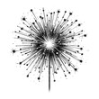 © ascrea - Firework explosion sketch engraving black and white outline. Scratch board imitation.