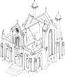 © designknowledge - Tudor style Abbey isometric design, Tudor style Abbey vector illustration
