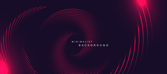 Fototapete - Abstract technology background with glowing curved lines vector.