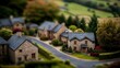 © zuni - Miniature village street scene, autumnal landscape, model homes, countryside setting