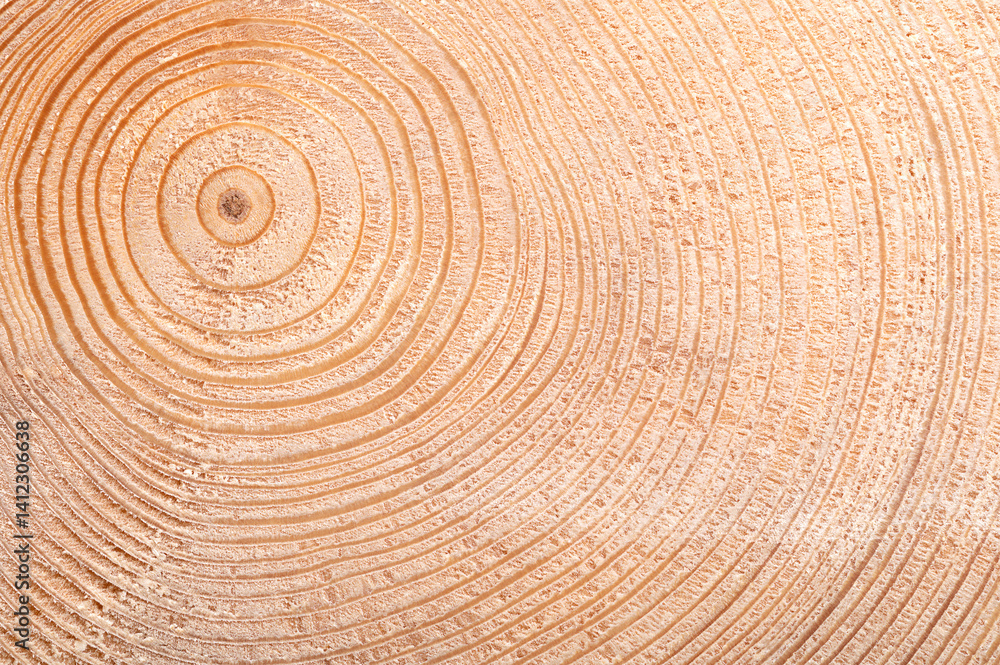 Growth rings of a spruce tree. Cross section of a stem, showing age and ...