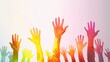 © Molly P - A vibrant illustration of hands reaching upward, representing community, hope, and unity. The colorful background adds a positive and lively energy, suitable for various themes.