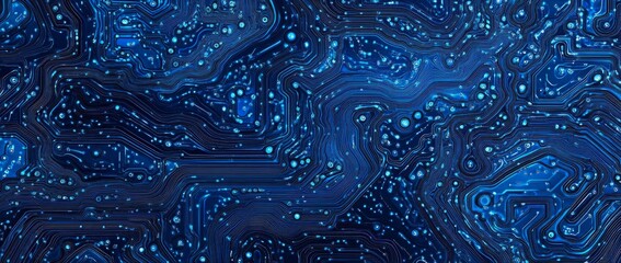 Wall Mural - a blue and white image of a network of lines and dots, blue technology background with circuit board