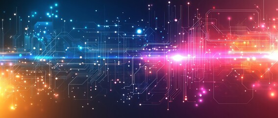 Wall Mural - a blue and white image of a network of lines and dots, blue technology background with circuit board