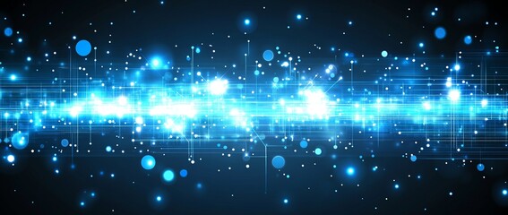 Wall Mural - a blue and white image of a network of lines and dots, blue technology background with circuit board