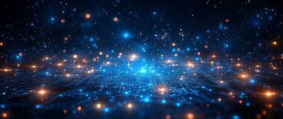 Wall Mural - a blue and white image of a network of lines and dots, blue technology background with circuit board