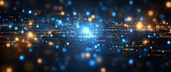 Wall Mural - a blue and white image of a network of lines and dots, blue technology background with circuit board