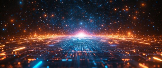 Wall Mural - a blue and white image of a network of lines and dots, blue technology background with circuit board