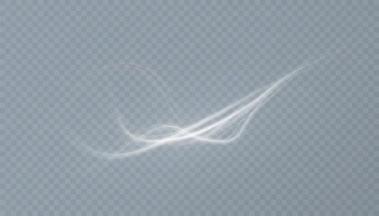 Wall Mural - smooth white light waves with soft glowing motion on transparent background. great for digital overl