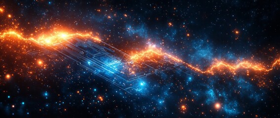 Wall Mural - a blue and white image of a network of lines and dots, blue technology background with circuit board