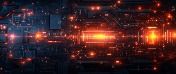 Wall Mural - a blue and white image of a network of lines and dots, blue technology background with circuit board