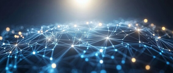 Wall Mural - a blue and white image of a network of lines and dots, blue technology background with circuit board