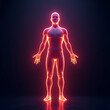 © MRSUTIN - Dynamic human anatomy model virtual space 3d visualization neon environment artistic perspective