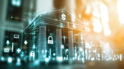 Digital banking concept with secure icons