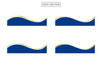 Wall Mural - Set of divider, border, footer shape with blue and gold gradient vector illustration template