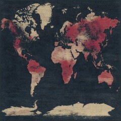 world map, infected regions, dark background