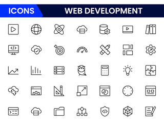 Wall Mural - application development line icons. vector illustration included icons as mobile software, app ux pr