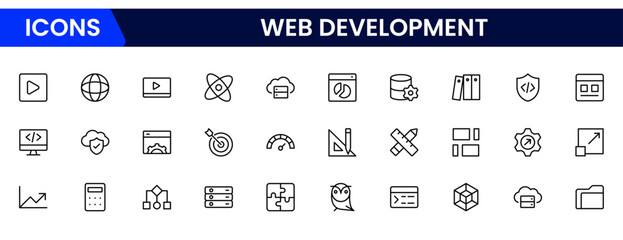 Application development line icons. Vector illustration included icons as mobile software, app UX prototyping, and data analytics pictogram for web startup launch. Green Color,