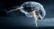 © tossi66 - Levitating Brain with Lightning Symbolizing Intense Thinking