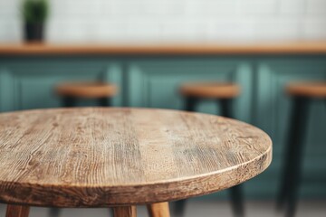 Fototapete - Empty round wooden table presenting classic victorian interior design