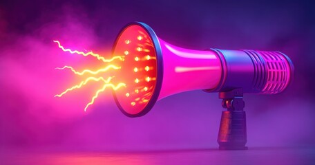 Wall Mural - a large pink speaker with a purple glow surrounding it