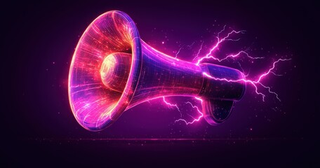 Wall Mural - a large pink speaker with a purple glow surrounding it