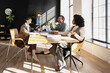 © Maria Vitkovska - Business team discussing during meeting in modern office