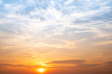 Wall Mural - beautiful , luxury soft gradient orange gold clouds and sunlight on the blue sky perfect for the bac