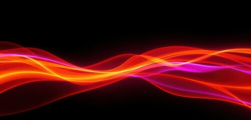 Wall Mural - Fluid orange & purple light waves seamlessly flowing through dark space Abstract motion design, looping background, orange, ripple