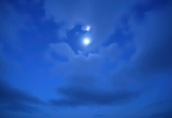 Wall Mural - Dreamy night sky, pale blue and gray cloud gradients, ethereal moonlight glow, stock, nature