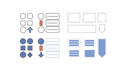 mind mapping icons in minimalist style on white background