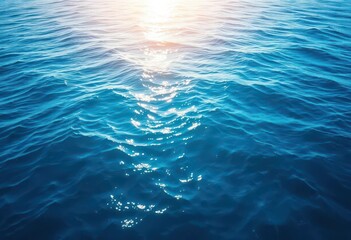 Wall Mural - deep azure ocean, sunlit surface, gentle waves, nature, shine