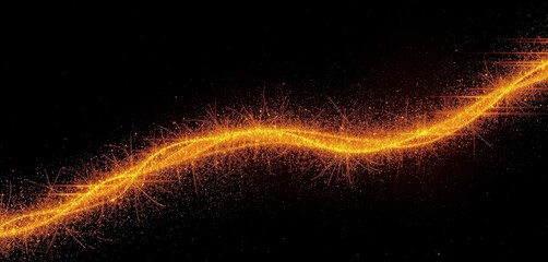 Wall Mural - Golden dust trail, shimmering across dark space, glow, universe