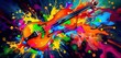 © Aumporn - Vibrant abstract violin splash, dynamic colors, modern art, energy, illustration