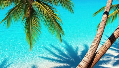 Wall Mural - relaxing palm tree shadows dappled on turquoise water, beach scene, summer, beach