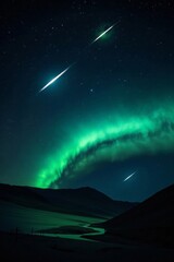 Wall Mural - a close up of a green and white aurora bore with a river