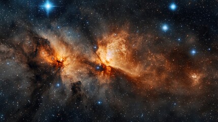 Wall Mural - a stunning cosmic nebula reveals bright stars nestled within swirling clouds of gas and dust. the vi