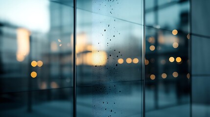 Poster - Moody reflection of urban city lights through raindrops on glass showcasing modern aesthetics : Generative AI