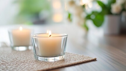 Poster - Cozy Scene With Burning Candles and Soft Natural Light : Generative AI