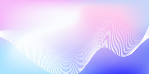 Wall Mural - abstract blue and pink gradient background with shining lines waves. minimalist pastel color backgro